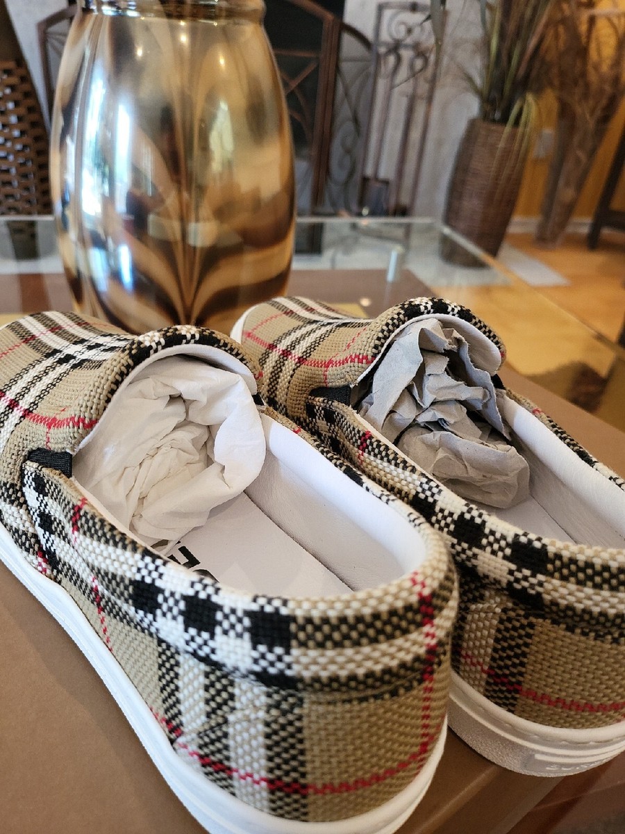 Burberry チェック柄 オープントゥシューズ 100% AUTHENTIC NEW MEN BURBERRY THOMPSON CHECK ESPADRILLES