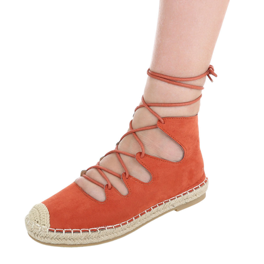 Pumps Damen Schuhe TOP Espadrilles Schnürung 9652 Orange 37 Pumps Damen Schuhe TOP Espadrilles Schnürung 9652 Orange 37