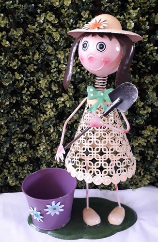 Decorative Metal Girl & Plant Pot - Picture 8 of 18