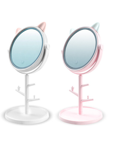 Miroir LED de maquillage autonome avec coupelle à bijoux pour cadeau d'anniversaire