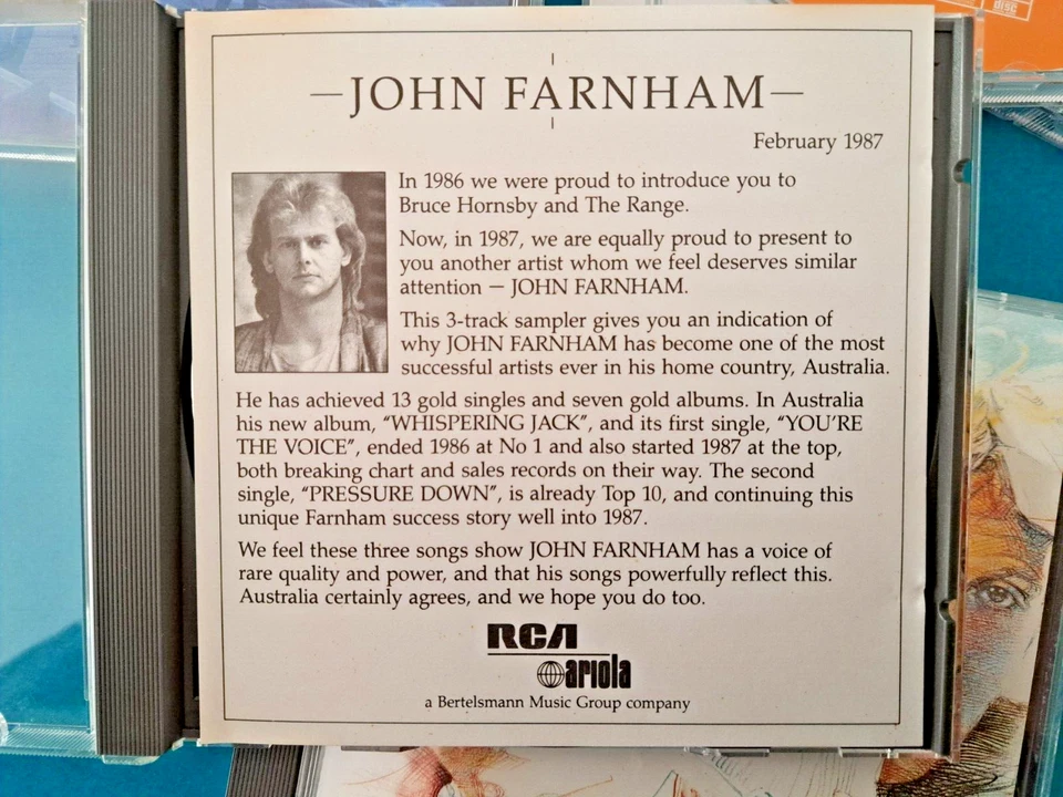 Promo CD-Single John Farnham Whispering Jack RCA JF1 1987 sehr selten - Bild 2 von 4