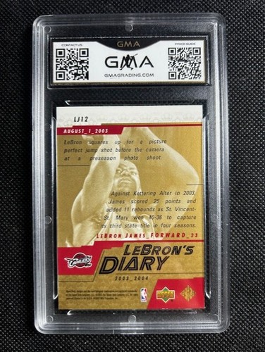 2003-04 Upper Deck Lebron James #LJ12 Lebron Diary RC Rookie GMA 10 GEM MINT - Picture 2 of 2
