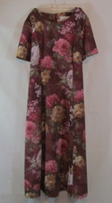  Bedford Fair Dress Womens 18P Floral Multi Color Full Length ShortSleeve