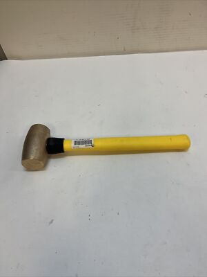 Brass Mallet: Fiberglass Handle, Textured Grip, 3 lb Head Wt, 1 1/2 in Dia