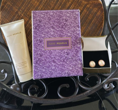 Avon Rare Pearls Lotion & Earrings Set 2002