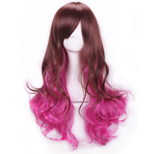 Colours Mixed Long Straight Wavy Wigs with Bangs Cosplay Lolita Costume Women - Picture 57 of 65