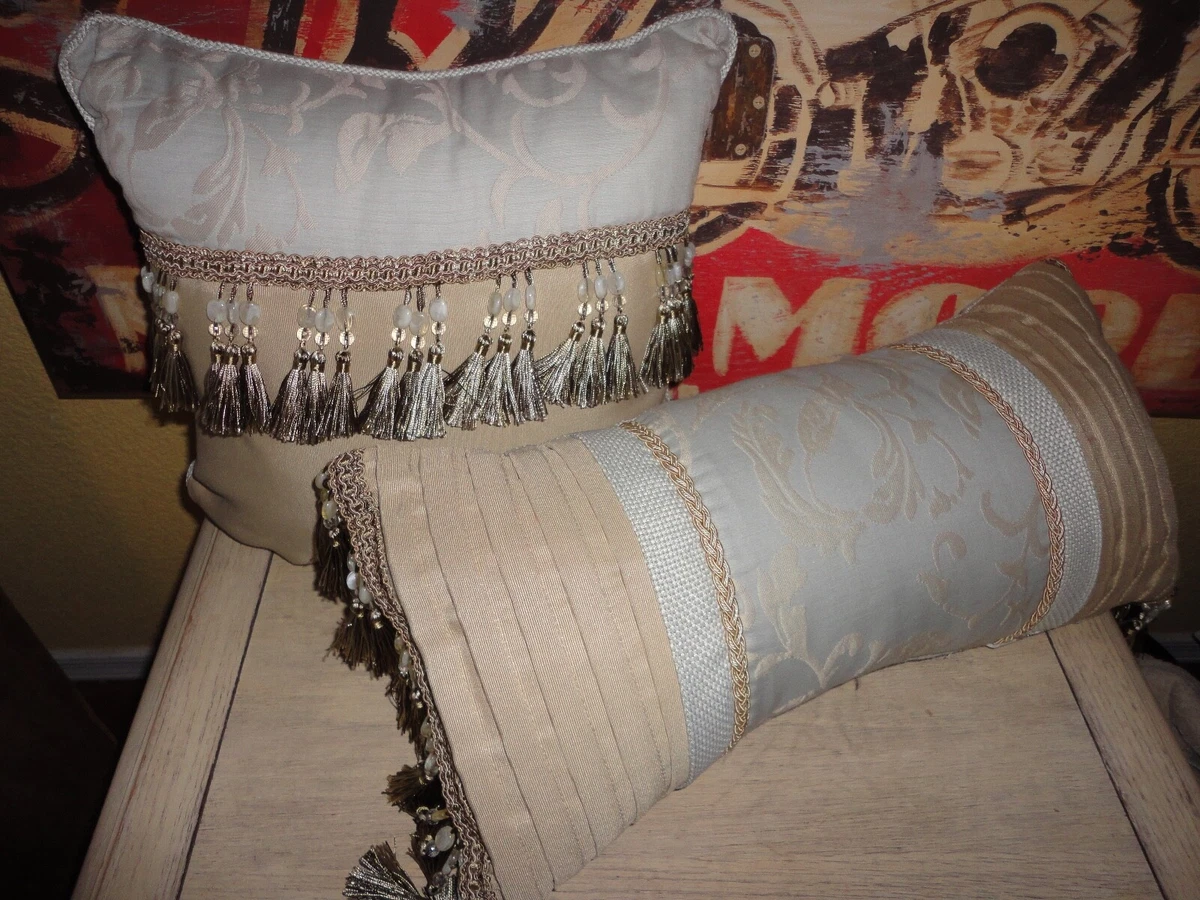 Light blue and gold throw pillows sales
