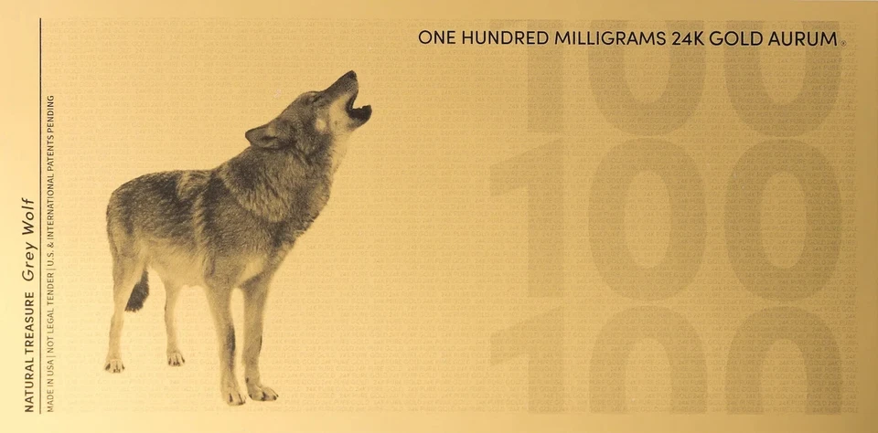 2025 [LOTE DE 3 NOTAS 24K] Lobo Gris 100 mg y Águila Calva 50 mg y Perro Pradera 25 mg Foto 3 de 4