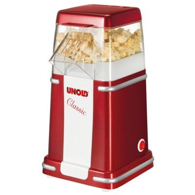 Unold Popcornmaschine Retro Popcorn Maker Popcornautomat Heißluft Fettfrei 900W