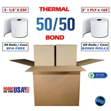 3 1/8 x 230 thermal paper 50 rolls +  STAR SP700 BOND KITCHEN PRINTER 3 x 165 50