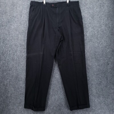 Bobby Jones Pants Mens 42 Black Chino Mid-Rise Straight Cuffed Pleated Casual