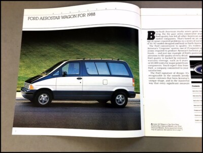 1988 Ford Aerostar Van Dealer stamped Original Sales Brochure