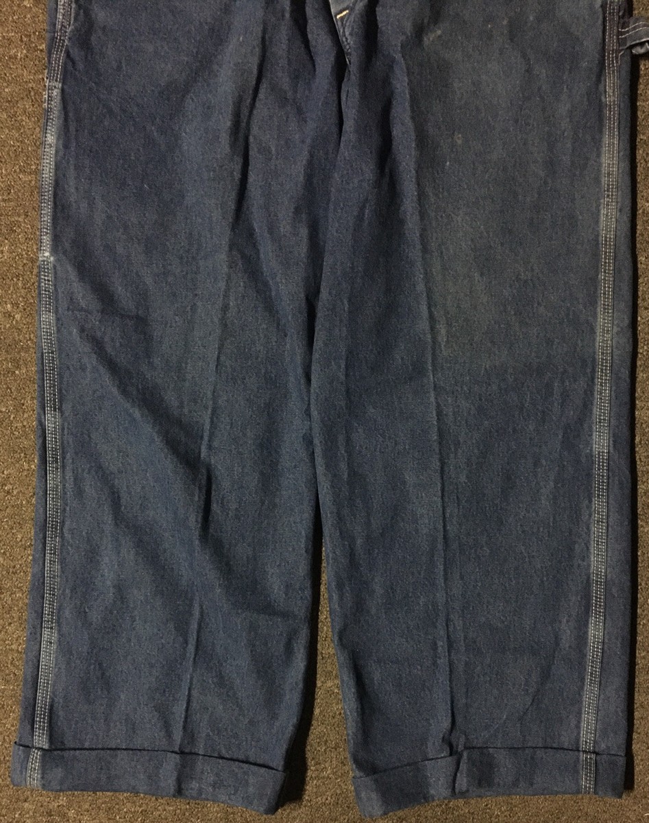 Vtg 90s Carhartt Faded Denim Overalls 36/27 USA￼ Distress Grunge
