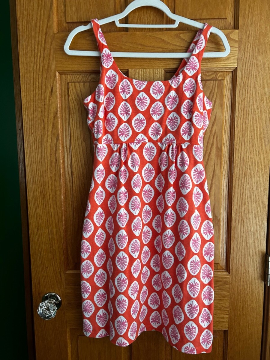 Womens Tommy Bahama Orange Woodblock Palm Print Tank Dress Size