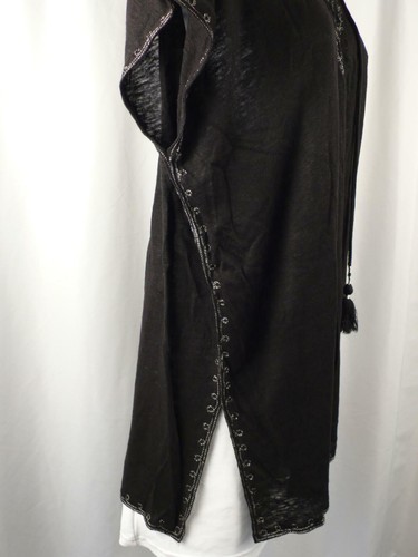 CALYPSO ST BARTH Black Linen Knit Cap Sleeve Metallic Embroidery Tunic Top Sz XS - Picture 5 of 7