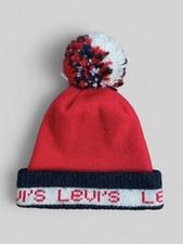 VTG Levi  s Jeans Ski Hat Knit Pom Pom Winter Beanie Preppy 70  s 80  s Hipster OS