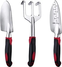 Garden Tool Set, 3 Piece Heavy Duty Garden Trowels Cast-Aluminum Garden Hand Sho