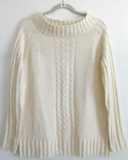 NWT White Stag Womens Ivory Long Sleeve Cable Knit Pullover Sweater Size Large