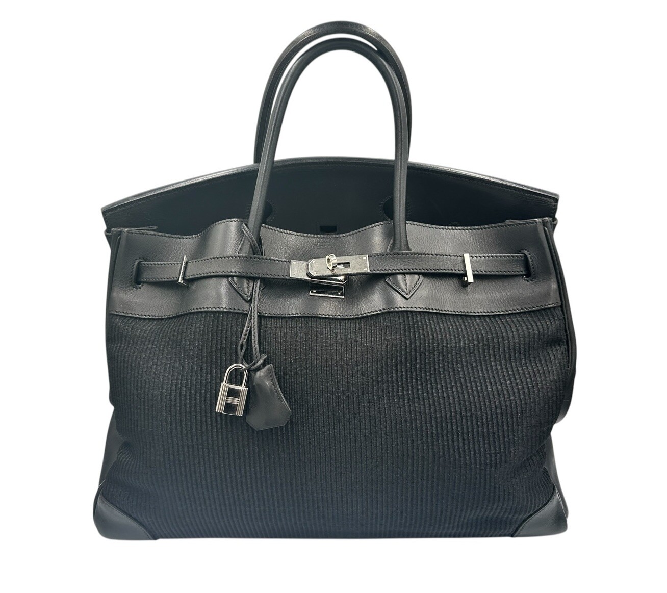 Hermès BARENIA CRINOLINE Birkin 40 Noir Palladium Hardware, D Square