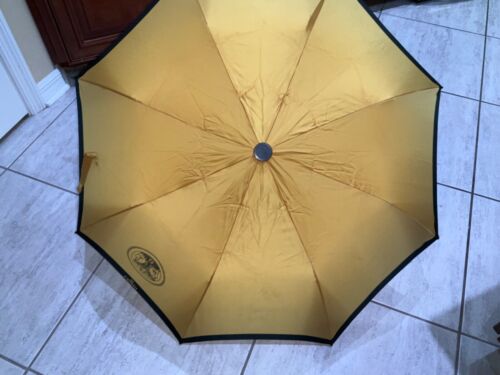 Authentic Fendi Vintage Logo Travel Umbrella Gold Black Made in Italy Unused - Picture 3 of 18