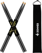 🥁 Donner 2 Pair Drum Sticks Maple Wood  5A Drumsticks E-drum With Storage Bag
