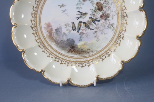 Antique Copeland China Plates Hand Painted Birds Scalloped edge c1889 8.9" - Picture 6 of 12