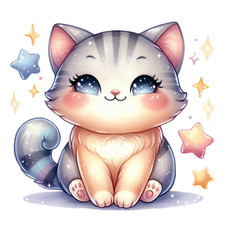 Cute Cat Wall Decal Sticker 18X18cm Large