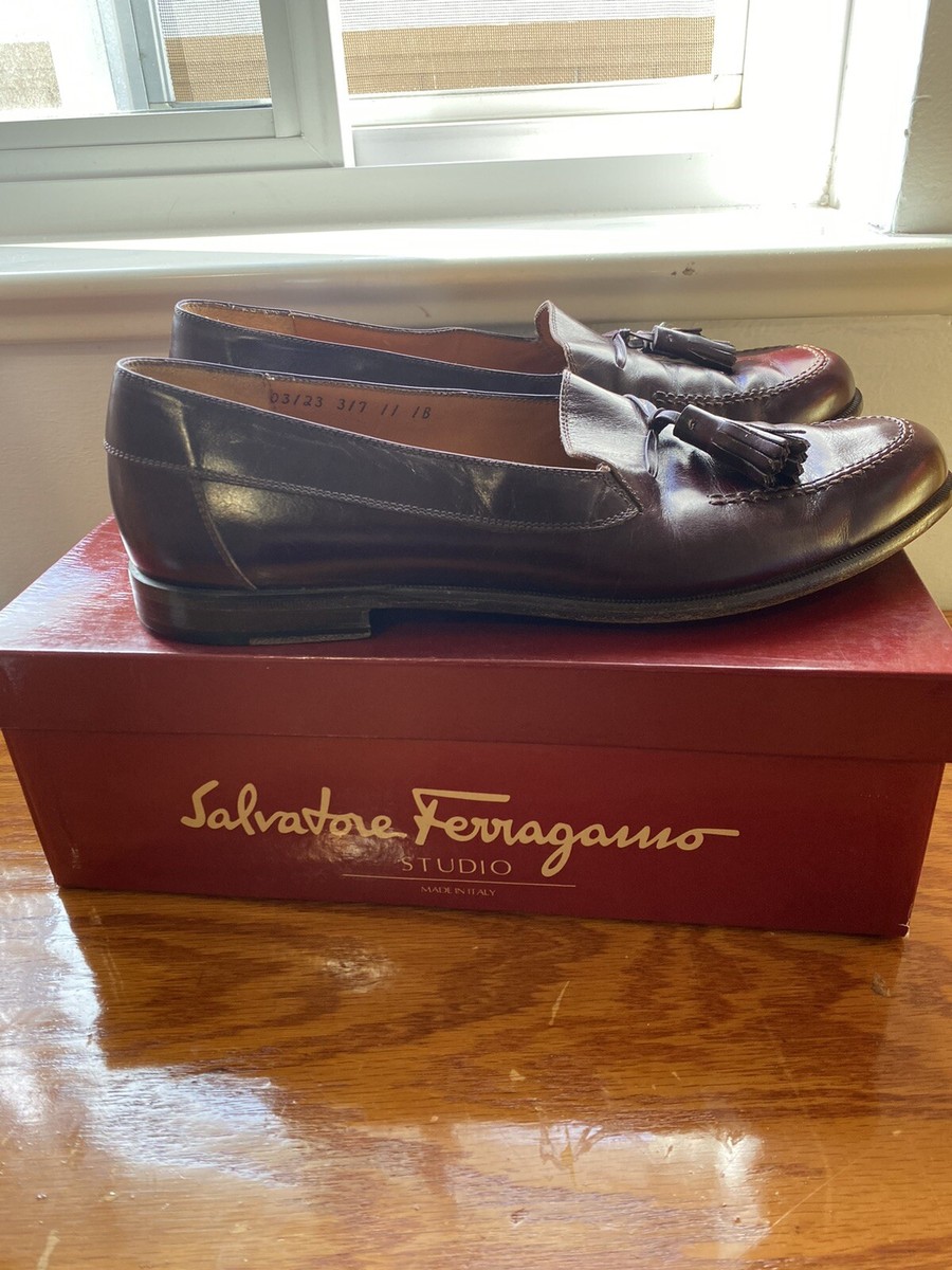 Salvatore Ferragamo Mens Burgundy Leather Loafers Metal Bit Detail Classic Sz 11 Tramezza loafer - Men | Ferragamo main image 2