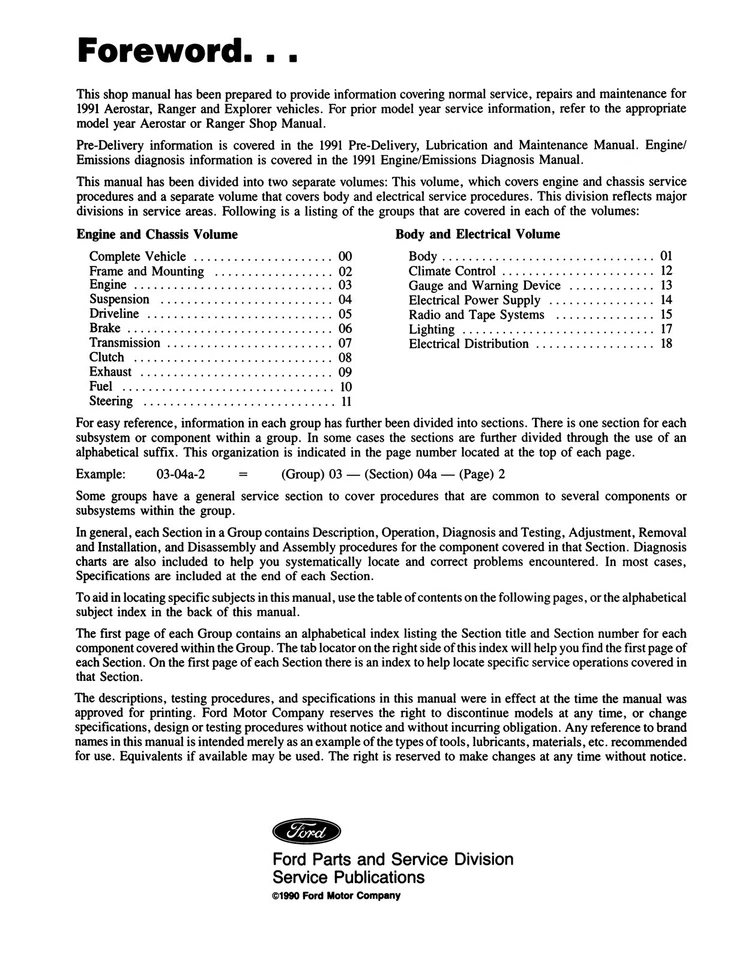 Ford Ranger 1991, Aerostar, Explorer manual de taller Foto 4 de 4