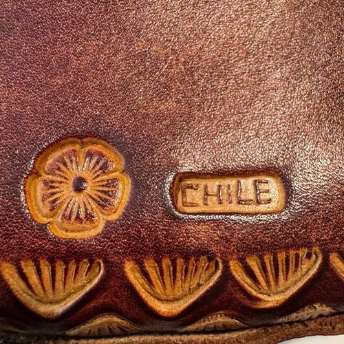 Chile Vintage 70s Brown Leather Saddle Western Hippie Tooled Crossbody Sling Bag - Picture 6 of 14