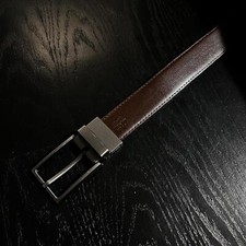 Reversible Brown Black Belt Silver Buckle