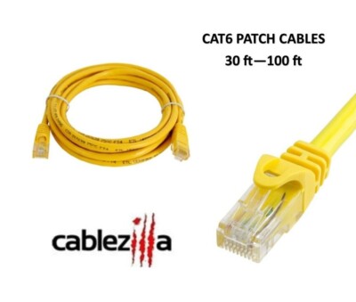 CAT6 Yellow Ethernet Patch Cord LAN Network Cable RJ45 30FT- 200FT Multi-Pk LOT