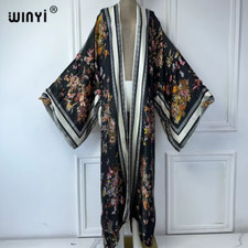 Bohemian Kimono Kaftan Beachwear Cardigan Sexy Evening Dress Abaya Dubai Luxury 