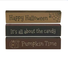 CWI Halloween Decor - Prim Pumpkin Candy Sticks 3pc Set