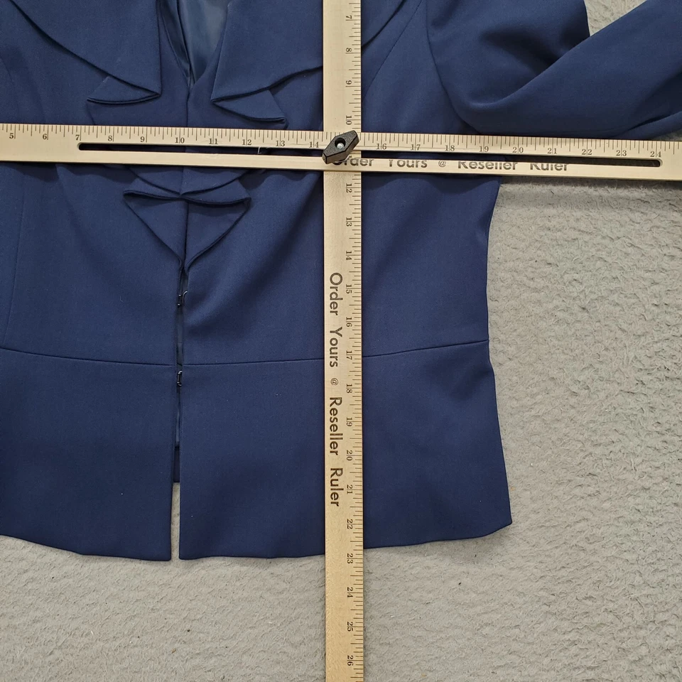 Blazer Rafaella Studio para mujer 14 azul marino forrado cuello cascada gancho y ojo delantero Foto 4 de 4