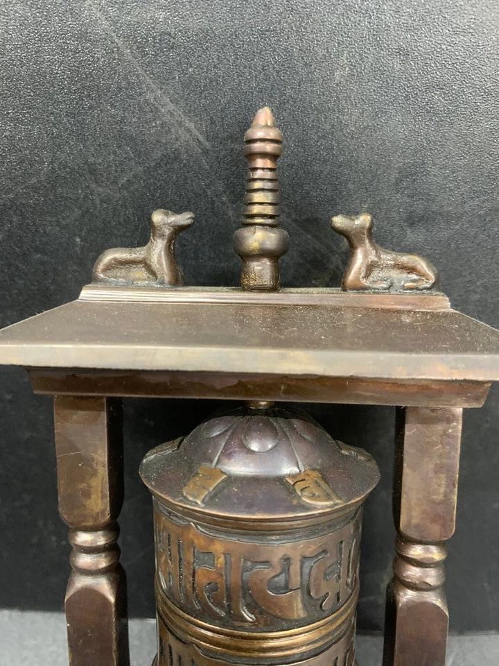 Wonderful Tibetan Brass Hand Made *Prayer Wheel* Statue - Image 4 of 4