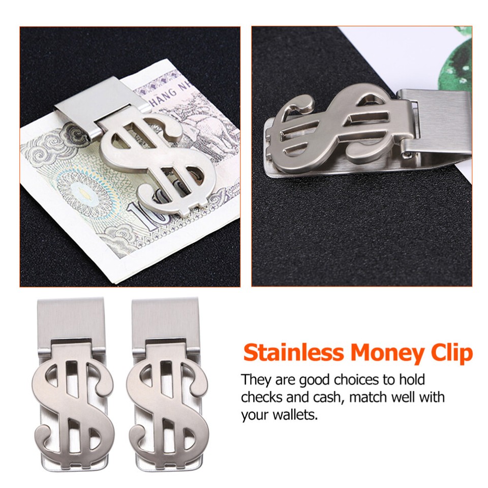 2 Pcs Dollar Clip Business Card Wallet Cash Holder Cards Wallets for