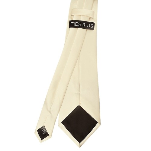 Plain Ivory Satin Classic Mens Tie and Pocket Square Set Wedding Formal Prom Tie - Picture 4 of 4