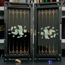 Tempered Glass&Wood Backgammon Set, Tabletop Game Board 19.7",  Gift for Him