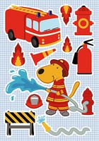 Wandsticker Wandtattoo Wand Deko Feuerwehr Feuerwehrauto Aufkleber