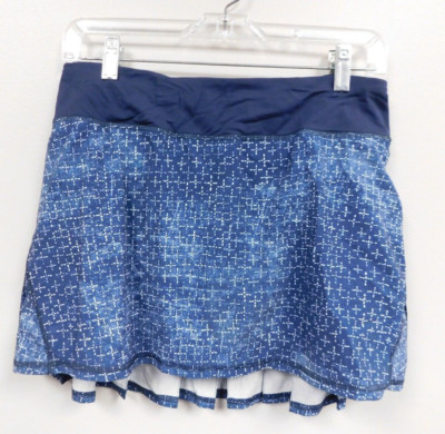 Lululemon Run Pace Setter Skirt Size 6 Explode Sashiko Cross Inkwell Navy Blue