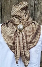 Wild Rag Scarf Western Cowboy Bandana Buckaroo Scarves Cowgirl silky  beige 42"