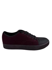 Lanvin Men's Burgundy Matte Cap-Toe Wool Felt Low-Top Sneakers Size 8 US