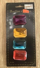 Vintage Button Covers 1980s Gem Jewel Colored Faceted Snap On NEW