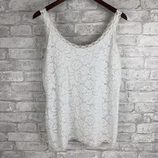 SOMA Full Lace White Cami Tank Top Fully Lined Nylon Spandex Size L