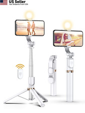 Selfie Stick Tripod with Wireless Remote, 46'' Cellphone White-46 in, White