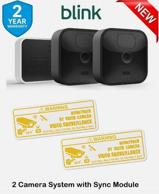 Blink Home Security Outdoor 2 Kamerasystem & Sync-Modul & CCTV-Aufkleber - Neu in OVP