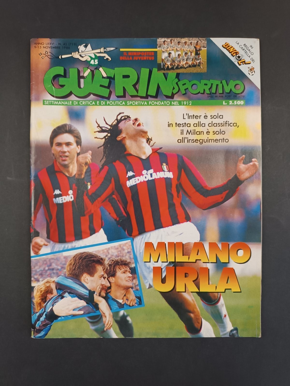 Rivista Guerin Sportivo n.45 1988 Ruud Gullit Milan Inter con poster