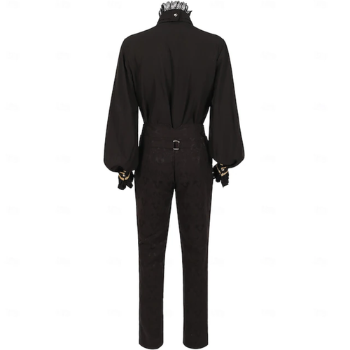 Men’s Gothic Steampunk Tailcoat Jacket & Shirt Vampire Costume Fancy Dress | L - Afbeelding 4 van 16