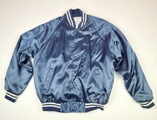 Vintage Auburn Sportswear Satin Jacket Men’s XL Royal Blue Shiny Made USA Snap
